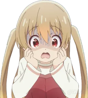 😱 anime, kreskówka, zaskoczona, zszokowana, zmartwiona, wyraz twarzy, dziewczyna whatsapp sticker