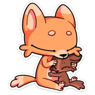 🤗 Dessin animé, Animal, Mignon, Personnage, Câlin, Poilu telegram sticker