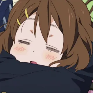 🍒 Yui Hirasawa K-On! anime, girl, sleeping, cute, tired, k-on, yui telegram sticker