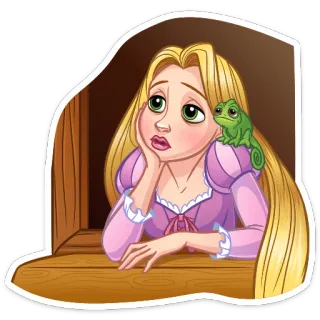 😔 Rapunzel Tangled Raiponce, Raiponce (Disney), Disney, princesse, dessin animé, Pascal, caméléon, fenêtre, triste telegram sticker