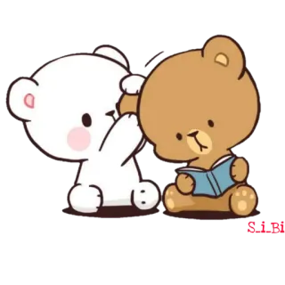 💆‍♂ orso, carino, leggere, animale, cartone animato telegram sticker