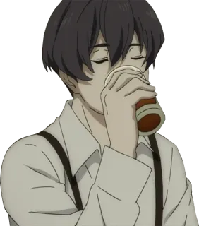 🥤 อนิเมะ, ดื่ม, ตัวละคร, ผู้ชาย, ผู้ชาย, การ์ตูน, ศิลปะ telegram sticker
