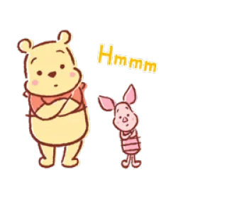 😐 Winnie the Pooh Hmmm Винни Пух, Пятачок, думает, задумчивый, милый, мультфильм telegram sticker