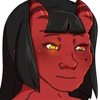 🥲 Dämon, rot, Mädchen, Hörner, Anime telegram sticker
