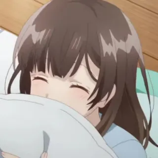 🎭 Anime, Dormire, Ragazza, Cartone animato, Cuscino whatsapp sticker