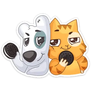 😊 dog, cat, oreo, cookies, cartoon, animals telegram sticker
