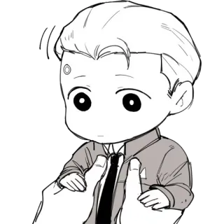 🙁 Connor Detroit: Become Human android, detective, chibi, sticker, cute telegram sticker