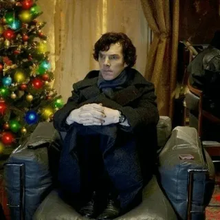🔎 Sherlock Holmes Sherlock Sherlock, Benedict Cumberbatch, Série TV, Détective, Arbre de Noël, Acteur, Britannique, Fauteuil whatsapp sticker