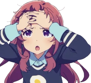 🤕 animé, fille, inquiète, surprise, dessin animé, émotionnel telegram sticker