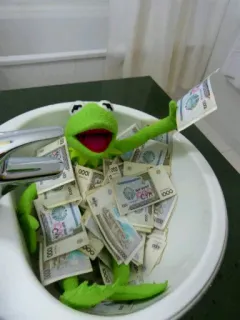 🐸 Kermit kermit, soldi, rana, burattino, ricco, finanza, ricchezza telegram sticker
