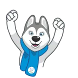 👍 husky, chó, hoạt hình, khăn quàng cổ, động vật, vui vẻ telegram sticker