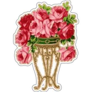 🌹 flowers, roses, bouquet, vase, floral whatsapp sticker
