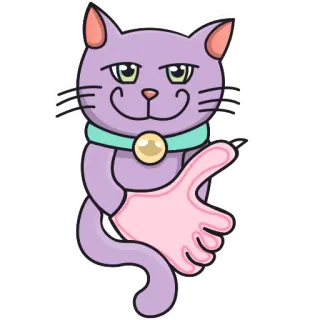 👍 кот, фиолетовый кот, мультфильм, стикер, животное, питомец telegram sticker