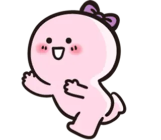 😝 Kartun, Merah muda, Lucu, Karakter, Ilustrasi, Pita, Senang telegram sticker