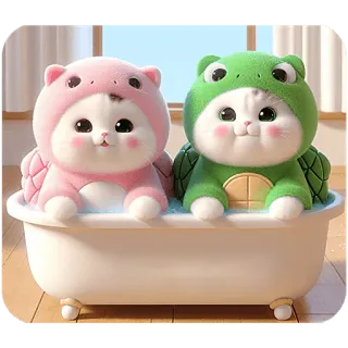 🚿 chat, mignon, chaton, tortue, baignoire, animaux, kawaii whatsapp sticker