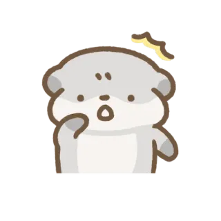 😳 sticker, animal, mignon, gris, dessin animé, kawaii, animé whatsapp sticker