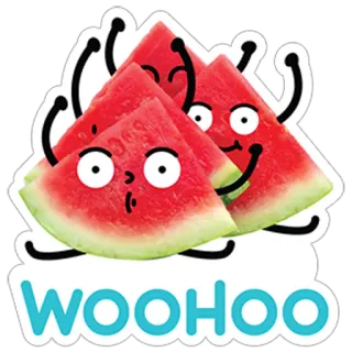 👍 WOOHOO arbuz, owoc, święto, hura, szczęśliwy whatsapp sticker