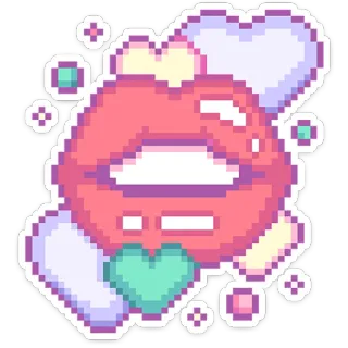 👄 lippen, pixelkunst, mund, süß, aufkleber telegram sticker
