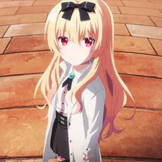 💙 anime, chica, pelo rubio, personaje, dibujo animado telegram sticker