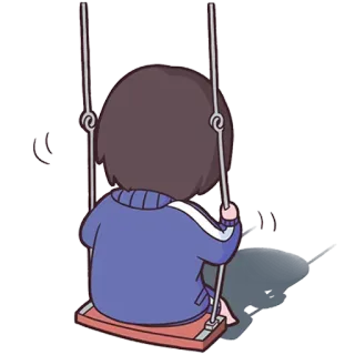 🙂 girl, swing, child, cartoon, play, sad telegram sticker