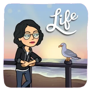 😏 Life playa, dibujos animados, mujer, pájaro, vida telegram sticker