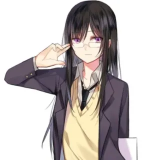 😉 anime, girl, glasses, school uniform whatsapp sticker