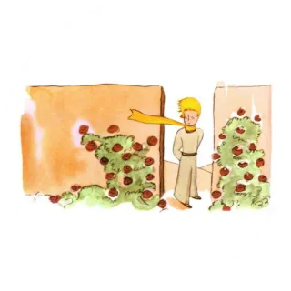 👑 The Little Prince El Principito, Antoine de Saint-Exupéry, Libro infantil, Rosa, Jardín telegram sticker
