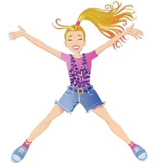 🙋‍♀ fille, dessin animé, saut, joyeux, blonde, amusant, énergique telegram sticker
