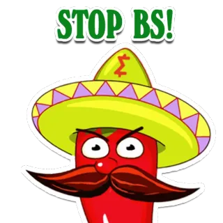 🤬 STOP BS! cartoon, pepper, sombrero, funny, stop, nonsense telegram sticker