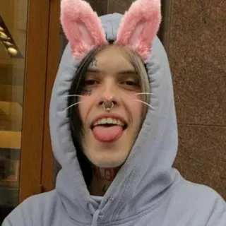 🐰 토끼 귀, 셉텀 피어싱, 후드티, 메롱 telegram sticker
