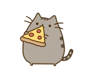 🐱 Pusheen pusheen, kat, pizza, schattig, cartoon, eten, dier telegram sticker