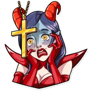😱 демон, крест, ужасы, дьявол, страх, в шоке telegram sticker