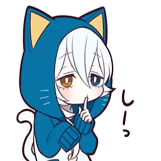 👆 しーっ kat, anime, ssst, stil, schattig whatsapp sticker
