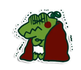 🐊 dessin animé, personnage, vert, triste, emballé, plante, mignon telegram sticker