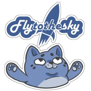 🙌 Fly to the sky gato, cohete, volar, cielo, pegatina whatsapp sticker