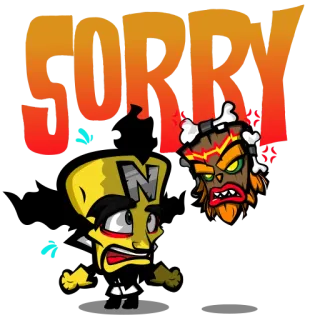 😭 SORRY! excuse, triste, dessin animé, masque whatsapp sticker
