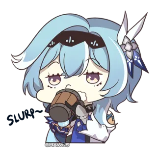 🍺 Eula Genshin Impact anime, character, eula, genshin impact, cute, drinking, funny telegram sticker