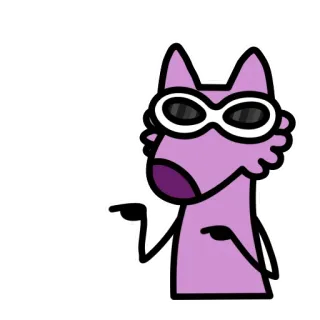 👈 chien, lunettes, cool, dessin animé, autocollant, violet, animal, pointant telegram sticker