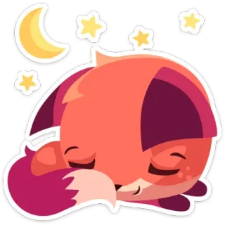 😴 volpe, dormire, luna, stelle, carino, animale telegram sticker