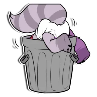 🗑 afval, vuilnis, cartoon, dier, container, afval whatsapp sticker