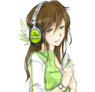 😓 อนิเมะ, ผู้หญิง, หูฟัง, เพลง, การ์ตูน, ภาพประกอบ telegram sticker