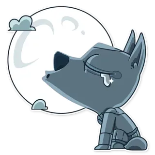 😩 늑대, 달, 울음, 슬픈, 만화, 동물, 귀여운 telegram sticker