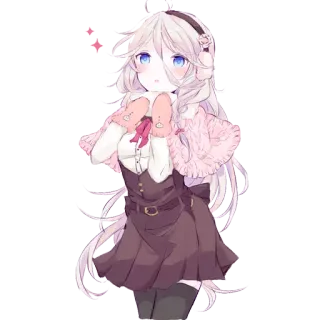 ❄️ アニメ 女の子, かわいい, カワイイ, イラスト, 漫画, デジタルアート, ロングヘア telegram sticker