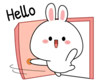 😋 토끼, 만화, 귀여운, 동물, 문 telegram sticker