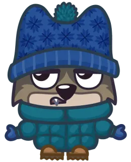 😐 Desenho animado, Inverno, Animal, Chapéu, Frio, Adesivo telegram sticker