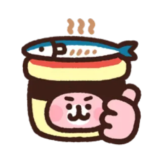 🐟 Essen, Katze, Fisch, Daumen hoch, niedlich, Cartoon telegram sticker