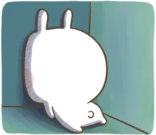 😔 Hase, niedlich, Cartoon, Tier, weiß telegram sticker