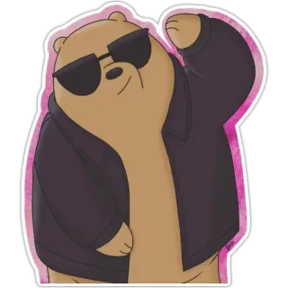 😎 Grizzly Bear We Bare Bears cartoon, bear, we bare bears, grizzly, sunglasses, cool, jacket telegram sticker