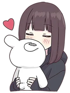 😘 anime, girl, cute, cartoon, love, hug, heart, kawaii telegram sticker