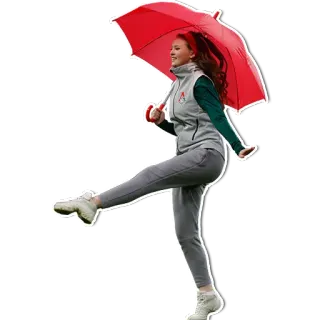☂️ 女性, 傘, 赤, グレー telegram sticker